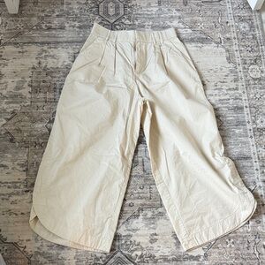 Anthropologie Cream cropped wide leg Trousers
